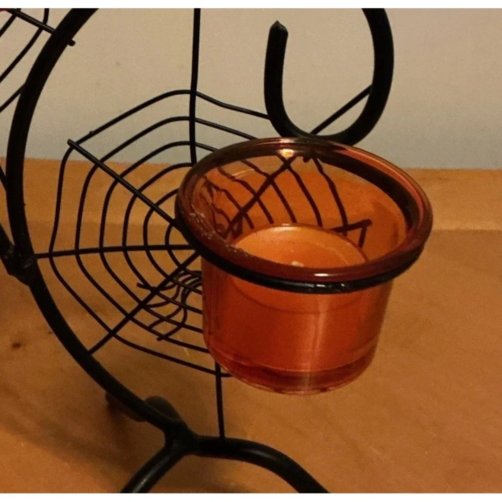 Halloween Spiders‎ On Webs Tea Light Candle Holder, Unbranded